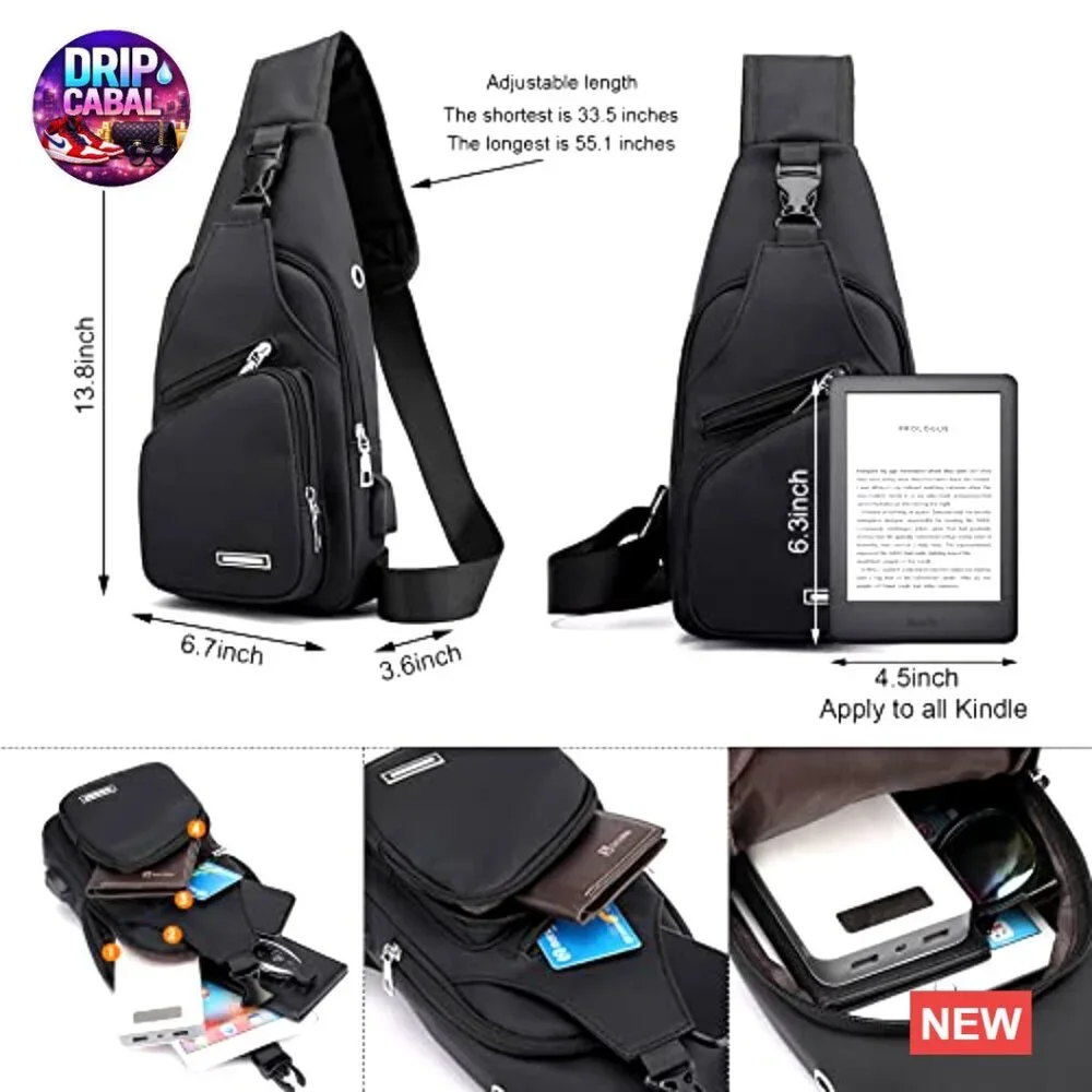 Waterproof PU Leather Crossbody Sling Bag Backpack Daypack